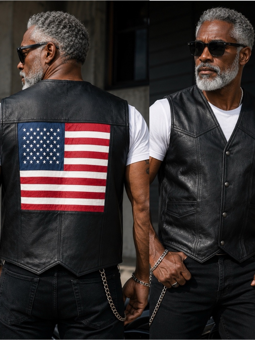 Vintage American Flag Bikers Dream Apparel Genuine Leather Vest
